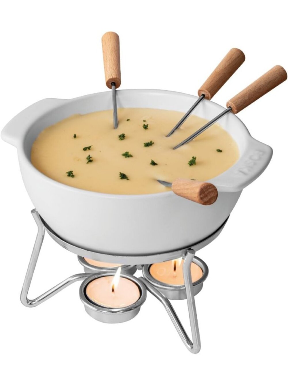 Ceramic Cheese Fondue Set for 4 - Perfect for Parties & Gatherings, Easy to Use